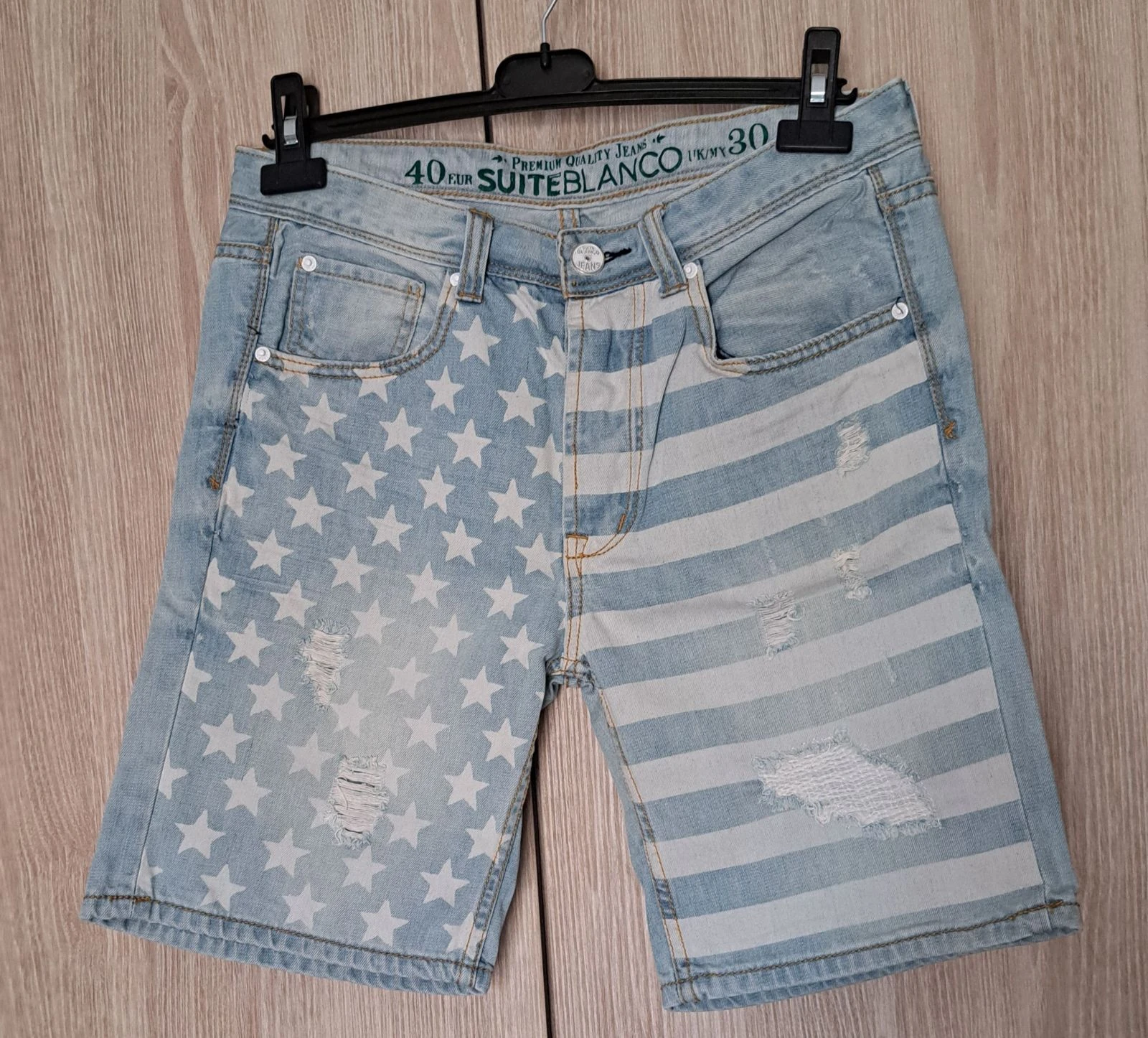 Bermudas vaqueras SuiteBlanco (Bandera EE.UU)-Talla 40